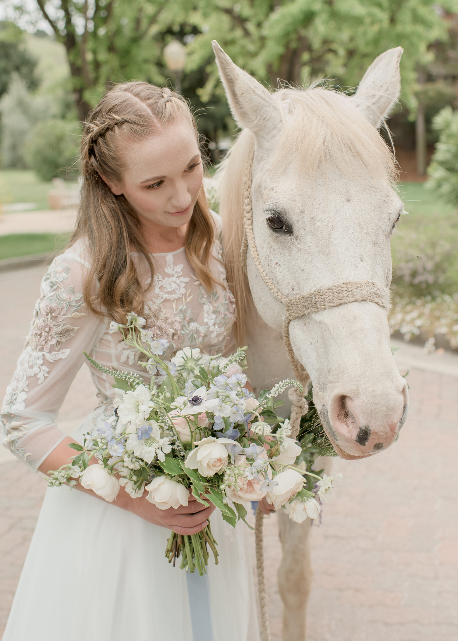 bride with white horse