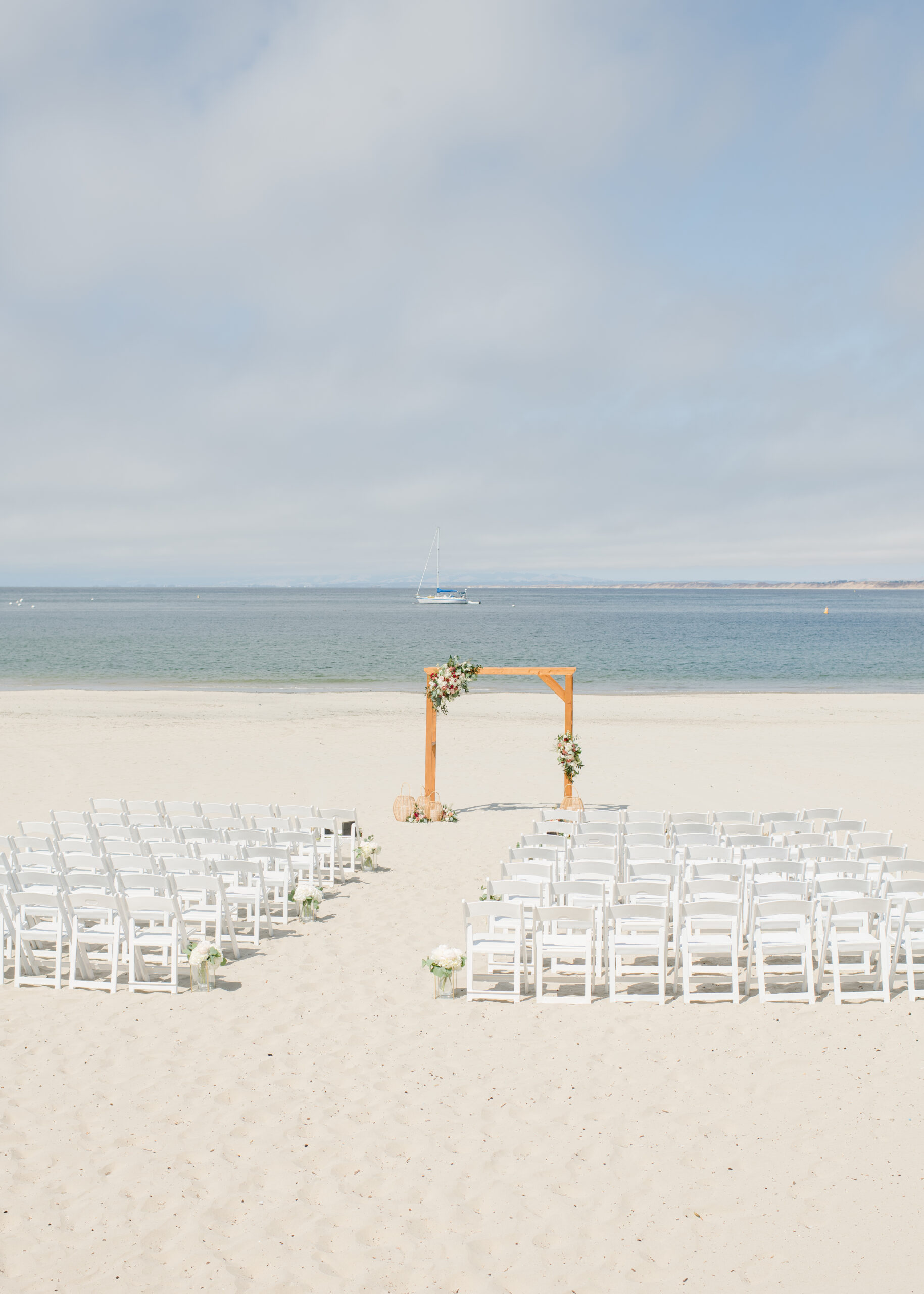 wedding ceremony set up on beach