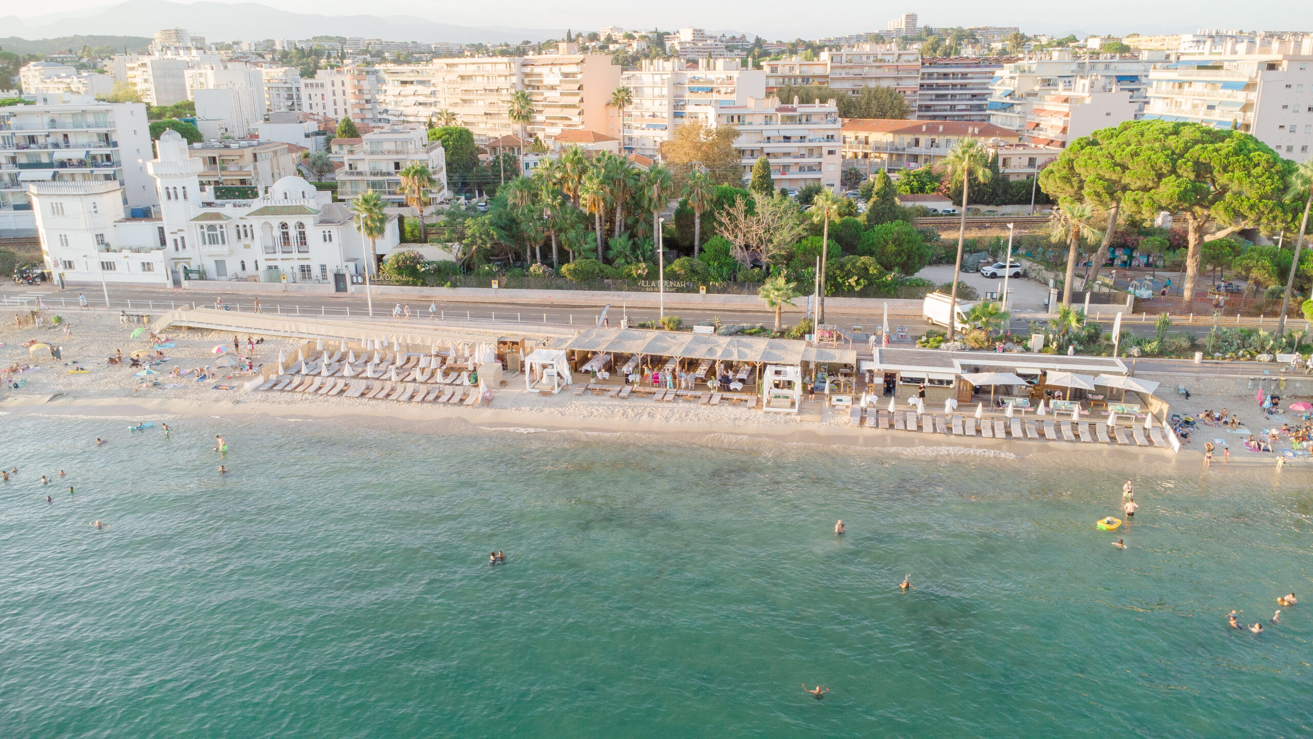 drone shot of villa djunah in south of france