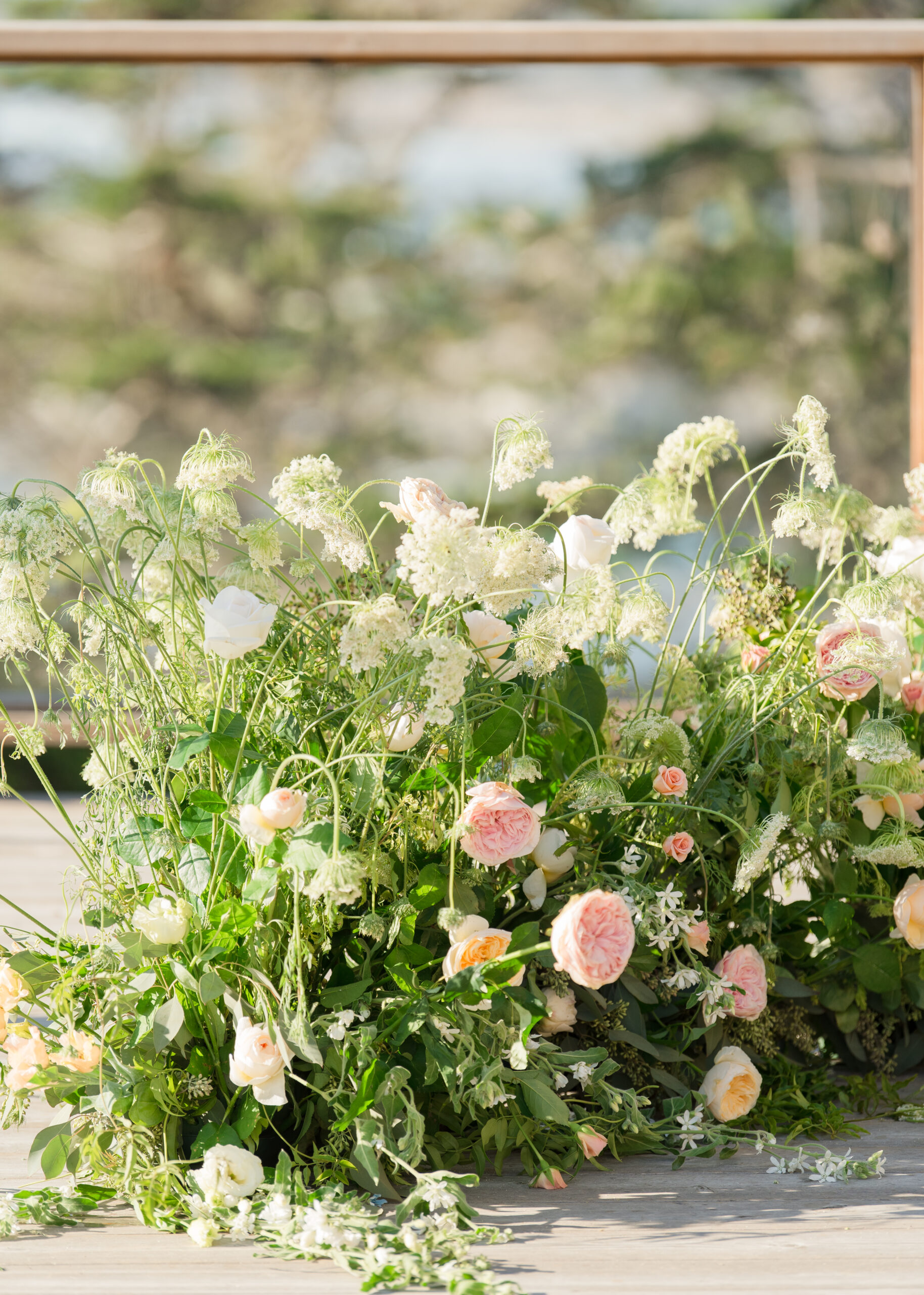 close up of wedding flowers that are pink and green. 