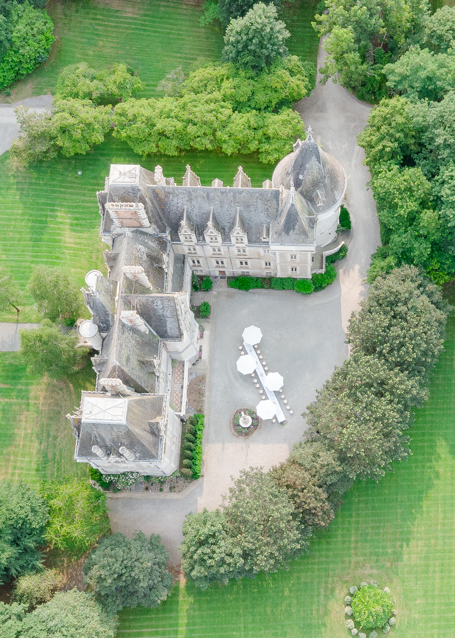 Drone photo of a chateau in loire valley france