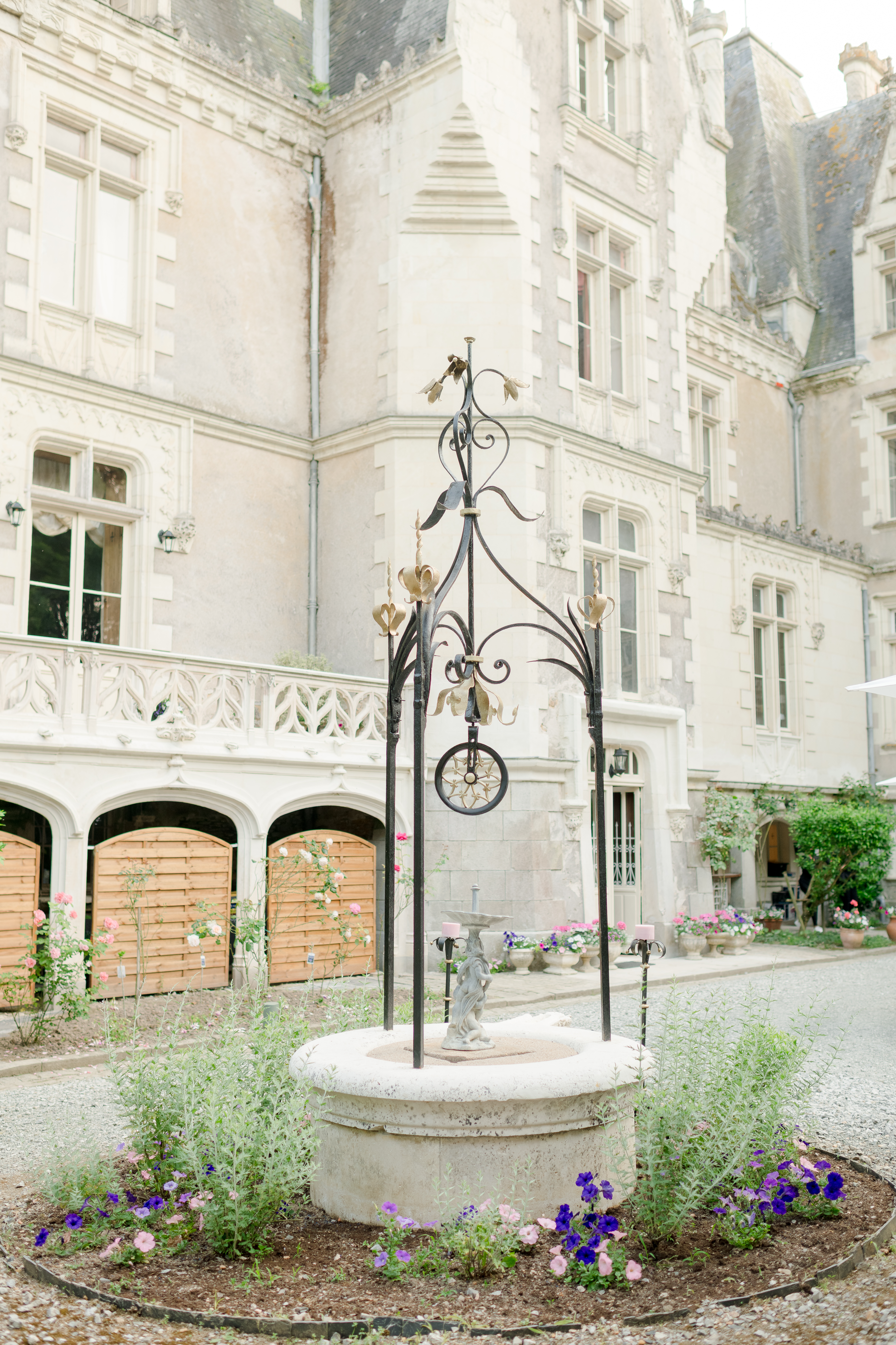 terrace decor in front of chateau in france