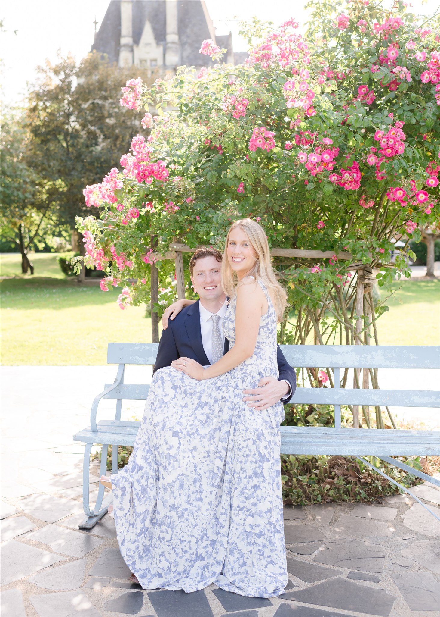 Chateau Allure Du Lac Wedding Couple Photo on bench