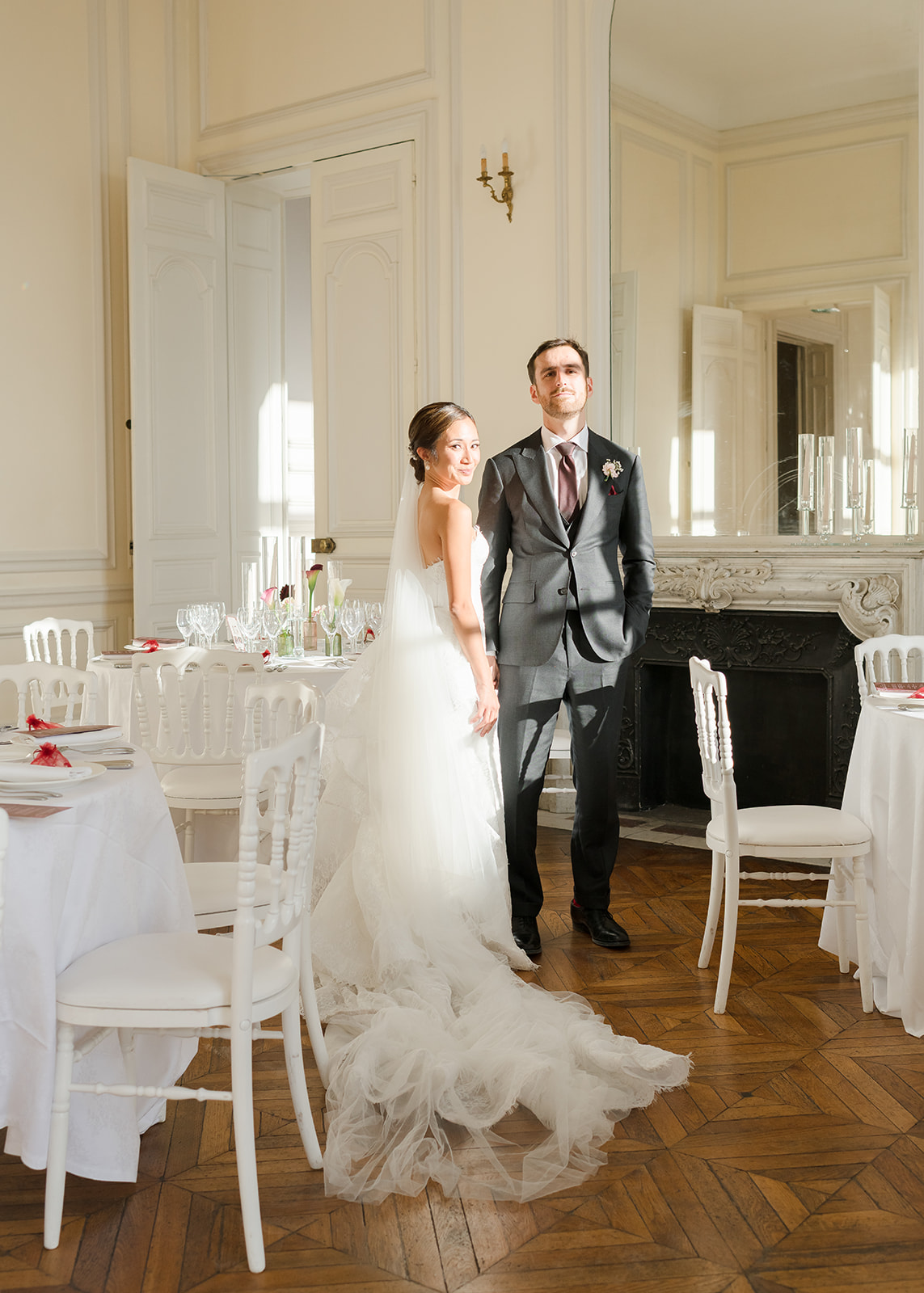 Wedding in Paris France bride and groom portrait