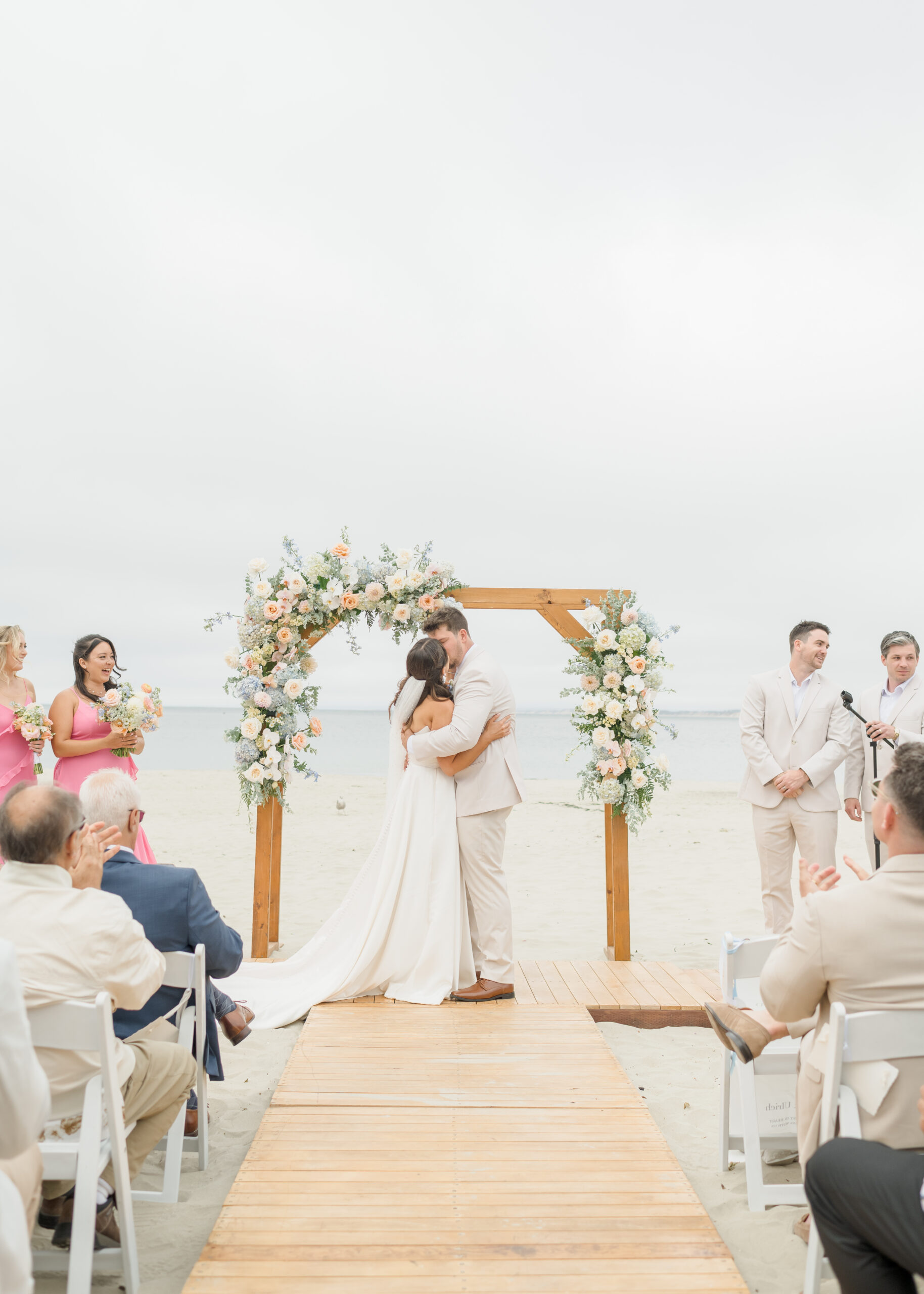 Monterey Beach Station Wedding first kiss as husband and wife